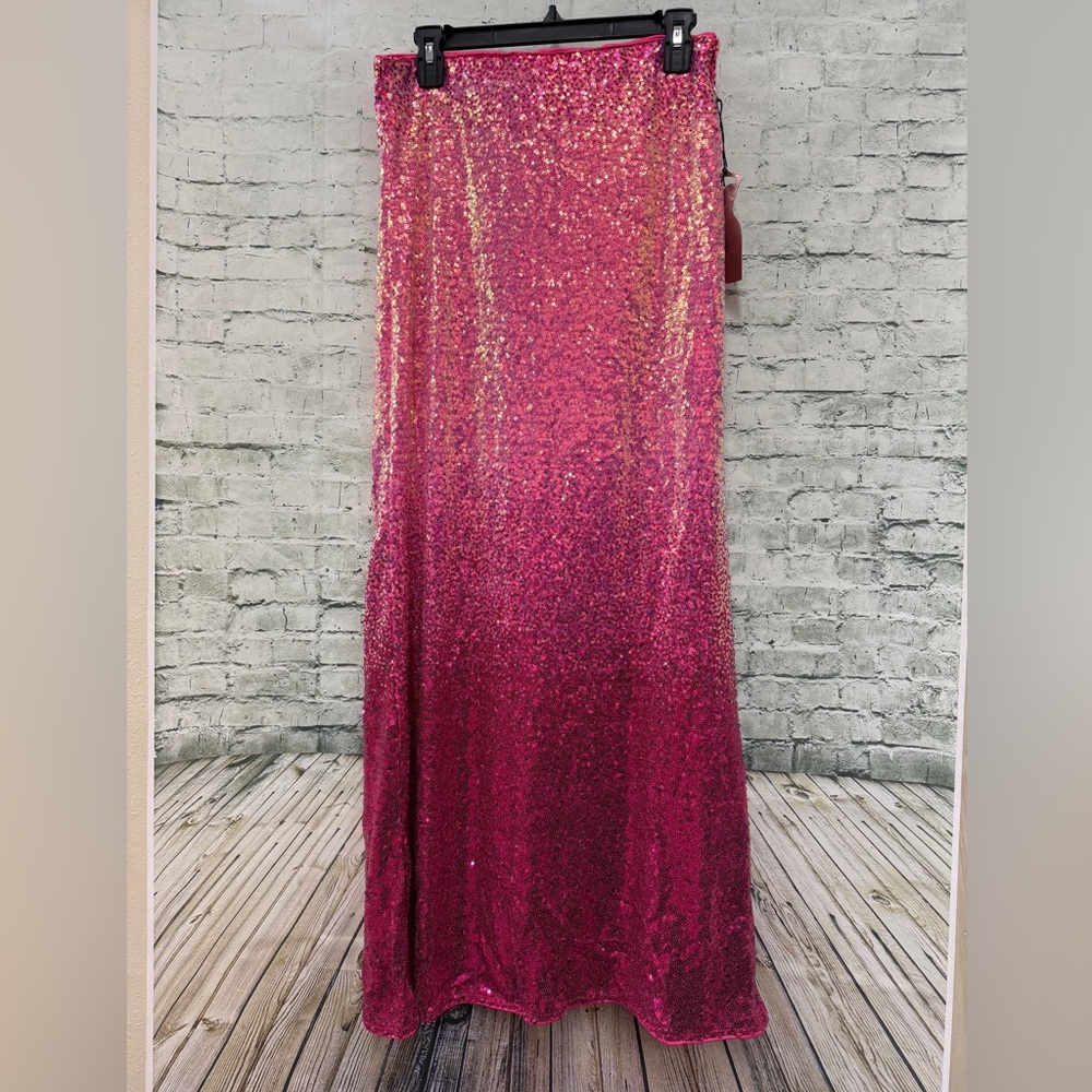 Ombré Pink Sequin maxi skirt nwt
